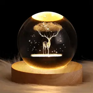 Usb Night Light Led Crystal Ball Table Lamp 3D